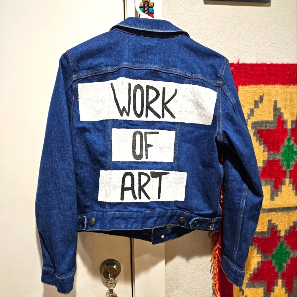 Work of Art painted denim jacket S/M